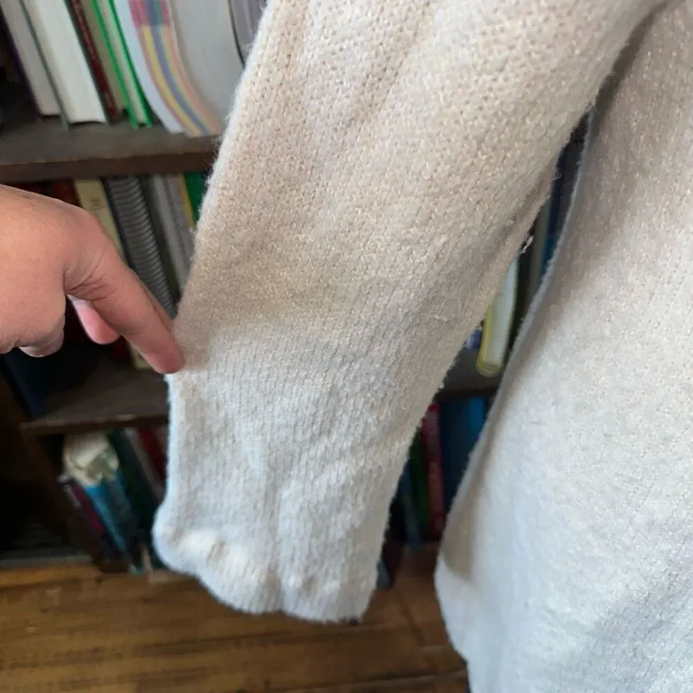 PRana cozy cream button down hooded L sweater coat
